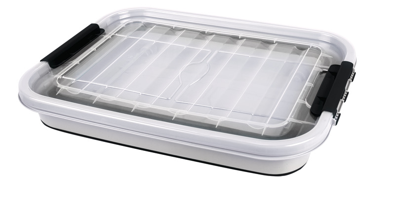 Skladovacia krabica 65 l, skladateľná, s vekom a kolieskami, 72 x 53 x 10 / 31 cm