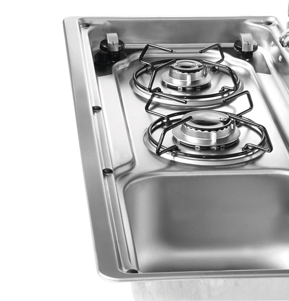 Kombinovaný sporák/drez s 2-dielnym skleneným krytom