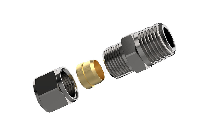 DREHMEISTER Priama skrutková spojka s rezaným krúžkom – 1/4" závit na 8 mm rúrkovú spojku
