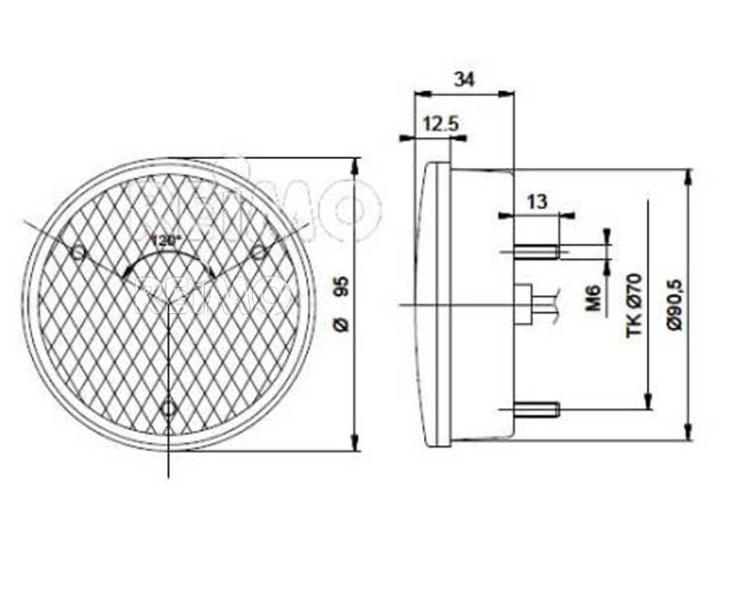 LED zadné hmlové svetlo 12 V, 4 W, IP67, kábel 500 mm, číre
