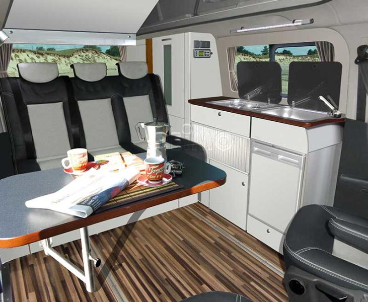 Séria nábytku TrioStyle ako prefabrikát v bielej farbe pre Ford Transit Custom, KR