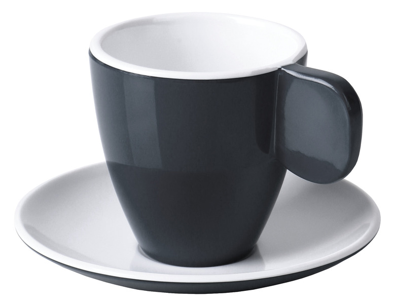 Melamínové šálky na espresso – antracitové / biele – sada 2 ks