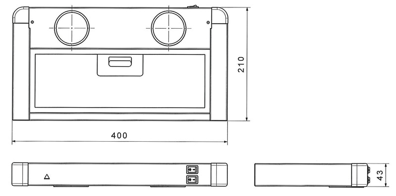 12 V odsávací kryt filtra Click - nerezová oceľ - 40 x 21 x 5 cm</p>