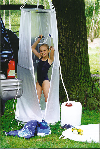 Okrúhla cestovná sprcha s vaničkou, priemer 70 cm