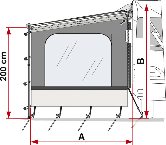Bočná strana W - Bočný panel pre markízu Caravanstore/F35