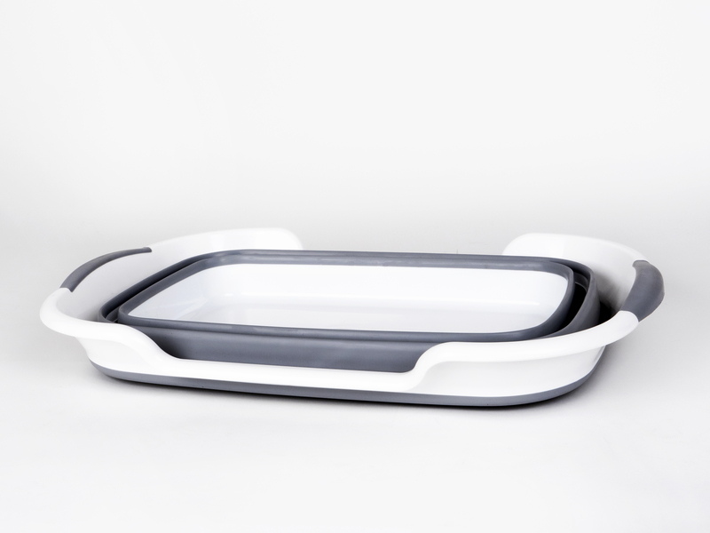 Skladacia vaňa / kôš s odtokom - sivá / biela</p>