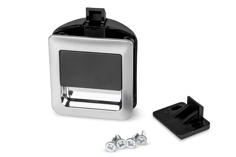 Západka 55 x 59 mm pre kľučky dverí 12 - 18 mm - matný chróm / čierna</p>