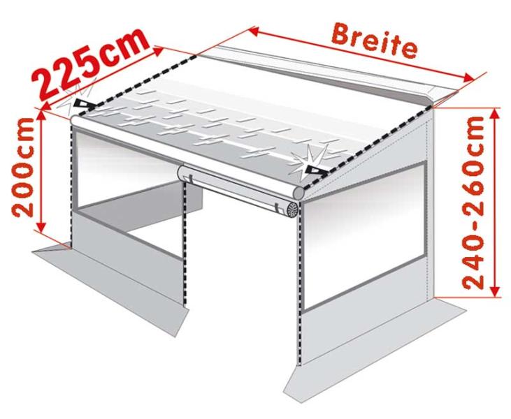 Markíza Caravanstore ZIP v puzdre s predsienkou, šírka 280 cm, výsuv 225 cm, BlueOcean