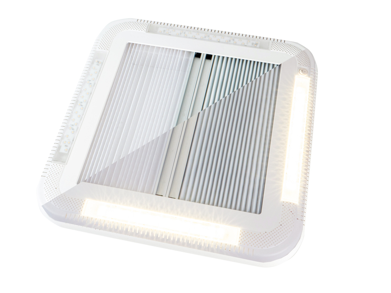 Strešný poklop Carbest s LED diódami 452 × 402 mm – s núteným vetraním