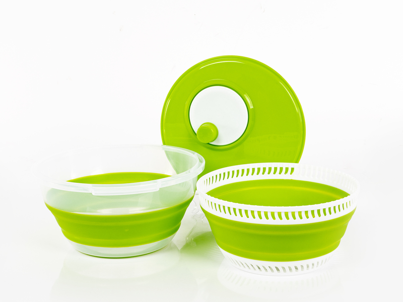 Skladací odstredivka na šalát s vekom vrátane sitka a misky - biela/zelená</p>