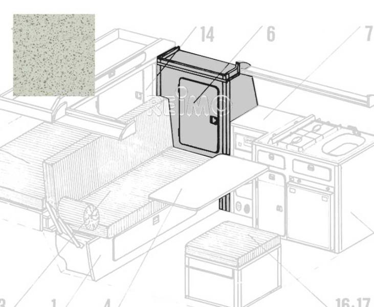 VW T3 bočná skriňa na oblečenie ako stavebnica – laminát Granitto
