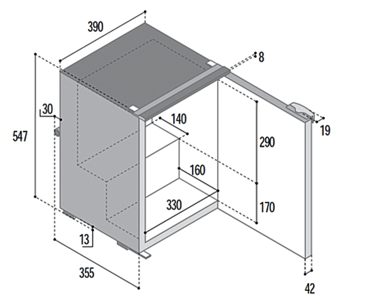 Kompresorová chladnička C39i - 39 l - čierna