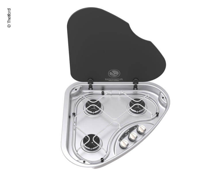 Plynová varná doska s 3 horákmi 3x 1,5 kW, ovládacie gombíky vpravo