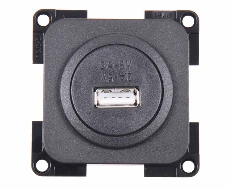 Zásuvka USB s jednou zásuvkou bridlicovo sivá, voľná