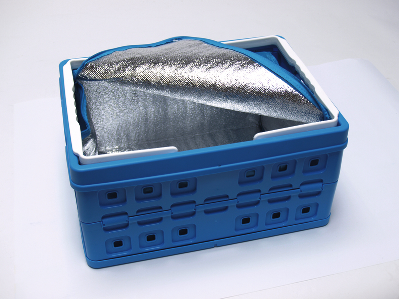 Skladací box 32 l s chladiacou taškou, modro-biely
