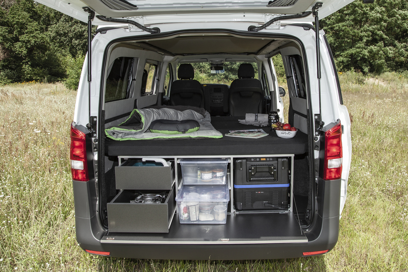 CampingBox WV – Vhodný pre modely VW T6.1 / T6 / T5 a Vito od roku 2014 s lavicou na spanie/sedenie Reimo Weekender