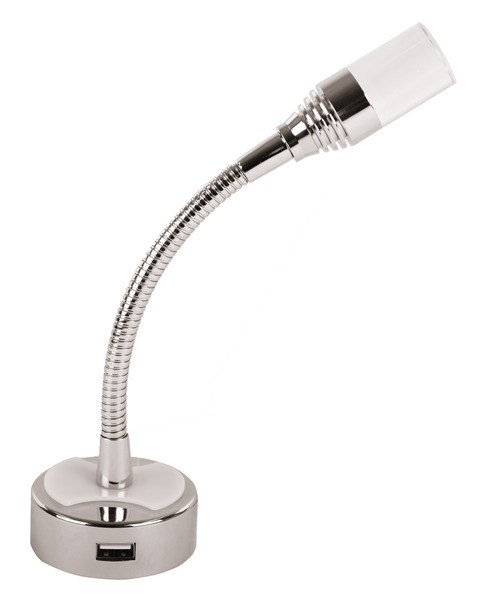 LED svetlo na čítanie 12 V / 1 W - flexibilné rameno s USB a kolískovým spínačom</p>