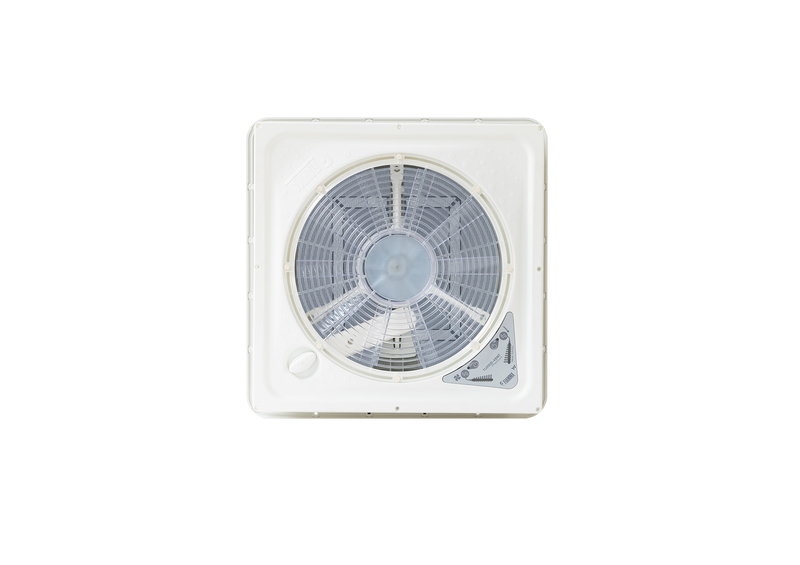 12 V strešný ventilátor Turbo-Vent Premium s kľukovým pohonom – 40 x 40 cm – kryt Crystal