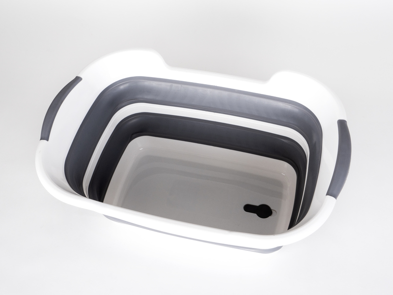 Skladacia vaňa / kôš s odtokom - sivá / biela</p>