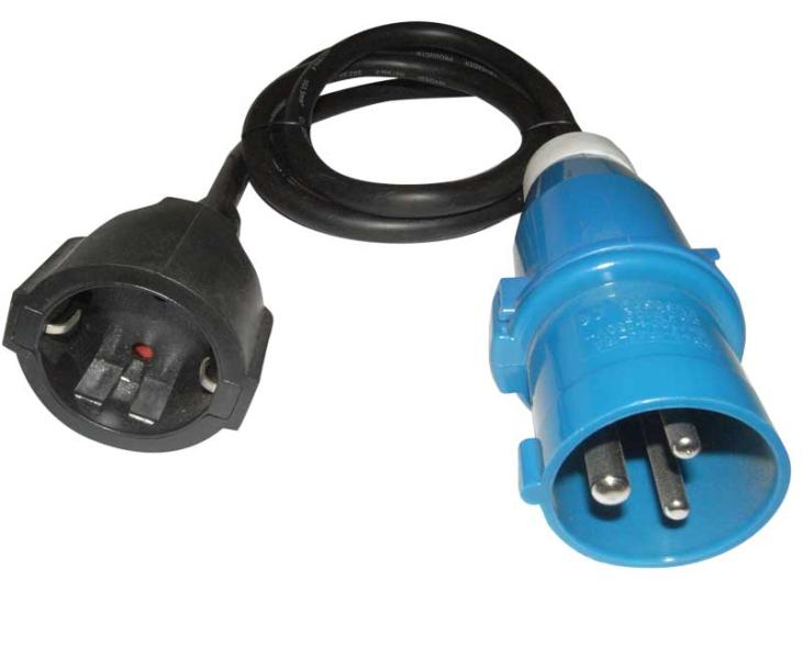 Adaptérny kábel CEE/gumová spojka Schuko – 3 × 2,5 qmm – dĺžka 1,5 m