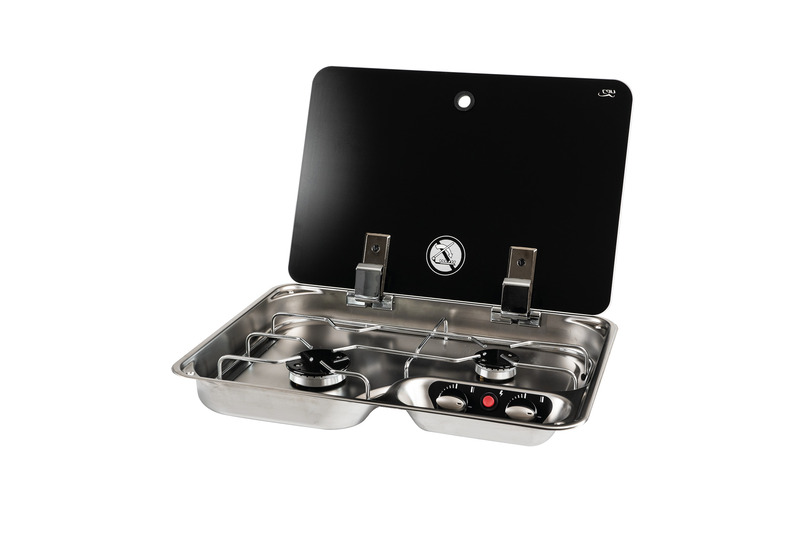 Cooker stainless steel with glass cover 460x355xH90mm, 4kg, 2 flames