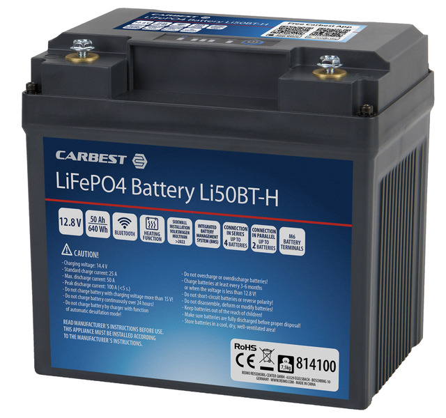 Lítium-batéria LiFePO4 Li50BT-H s Bluetooth a funkciou vyhrievania – 50 Ah