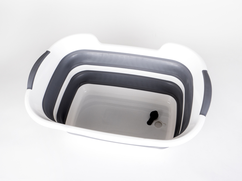 Skladacia vaňa / kôš s odtokom - sivá / biela</p>