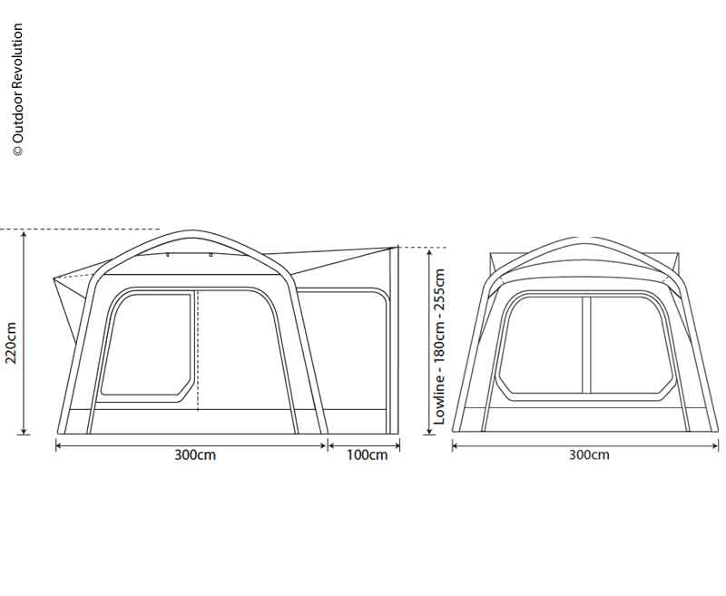 Predstanok Outdoor Revolution Movelite 1 – Š300 x H300 / V180–255 cm