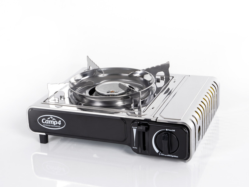 Plynový sporák na kartuše Camp4 s bezpečnostným zariadením GOURMET, nerezová oceľ</p>