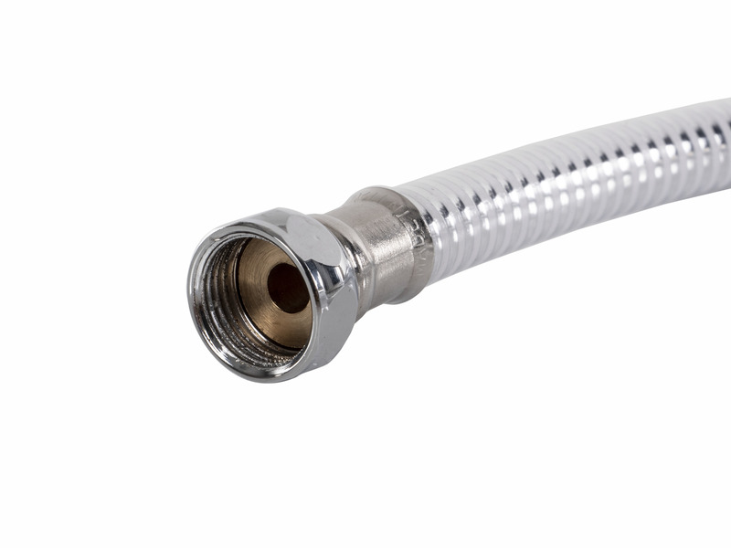 Biela sprchová hadica s kovovým efektom</p>
