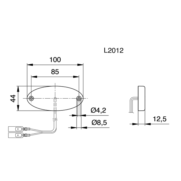 LED obrysové svetlo, 12 V, 1 W, číre, IP67, zadné