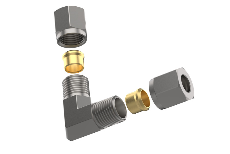DREHMEISTER Rúrková spojka s rezaným krúžkom, ohnutá o 90° – 10 mm