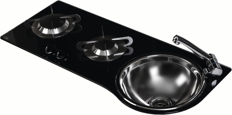 Sink-cooker combination 2-flame