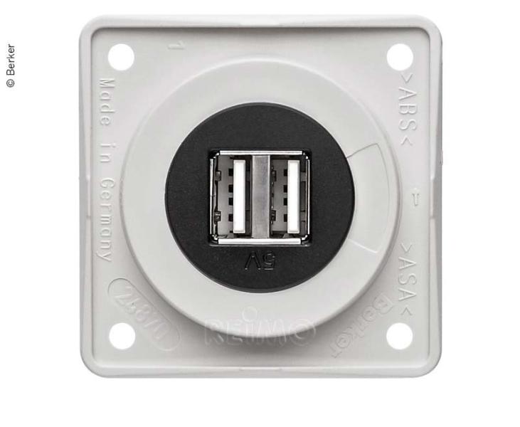 Berker USB nabíjacia zásuvka 12V dvojitá hnedá