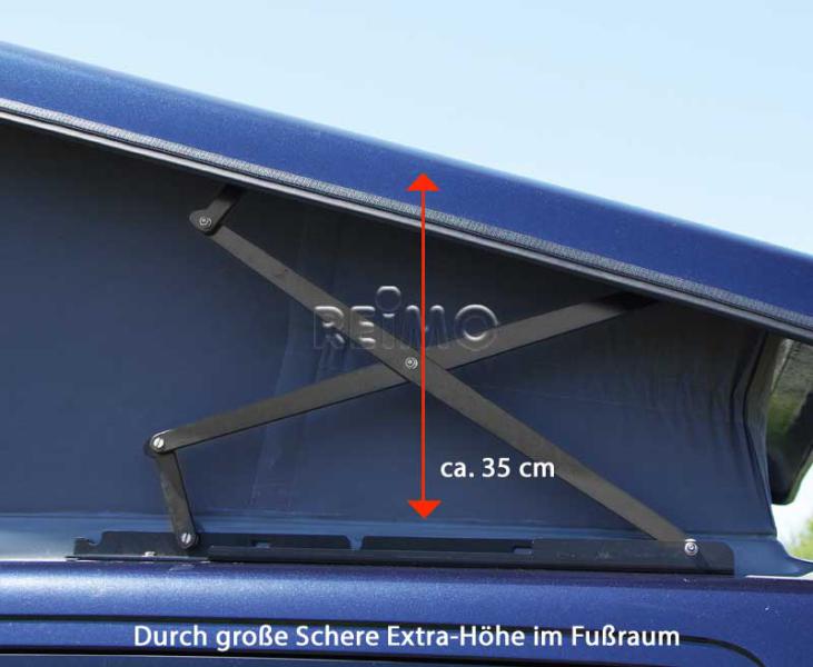 T5 sklopná strecha Easy Fit, VW T6, KR, zapínanie na pás, stropná podšívka s klimatizáciou