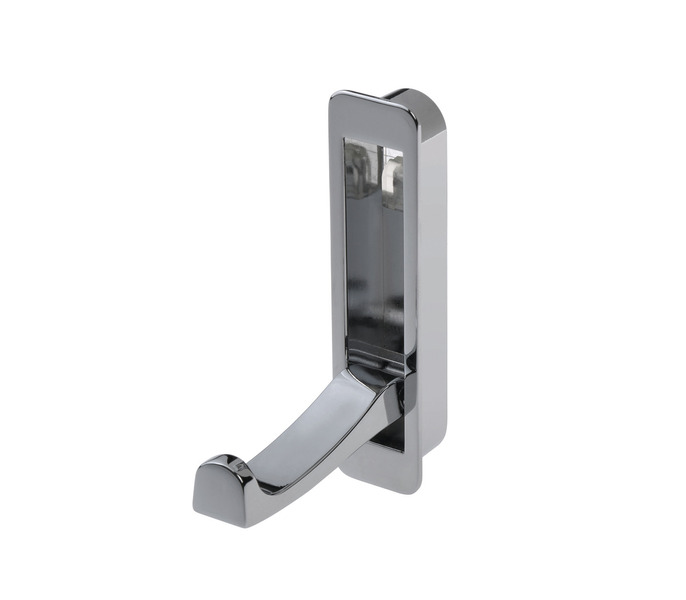 Chrómovaný vstavaný sklopný hák, jednoduchý, 80x20x13,5 mm, bez skrutiek