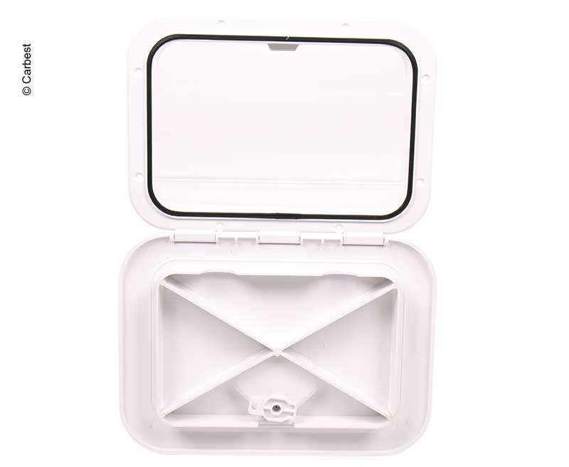 Karbestový inšpekčný poklop s uzamykacím mechanizmom biely, 1 uzamykacia skrutka 375x270mm</p>