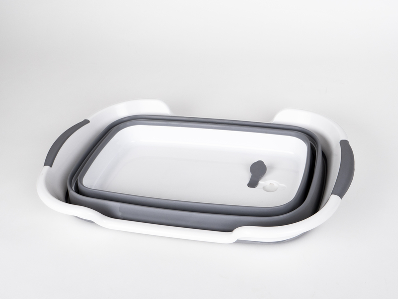 Skladacia vaňa / kôš s odtokom - sivá / biela</p>