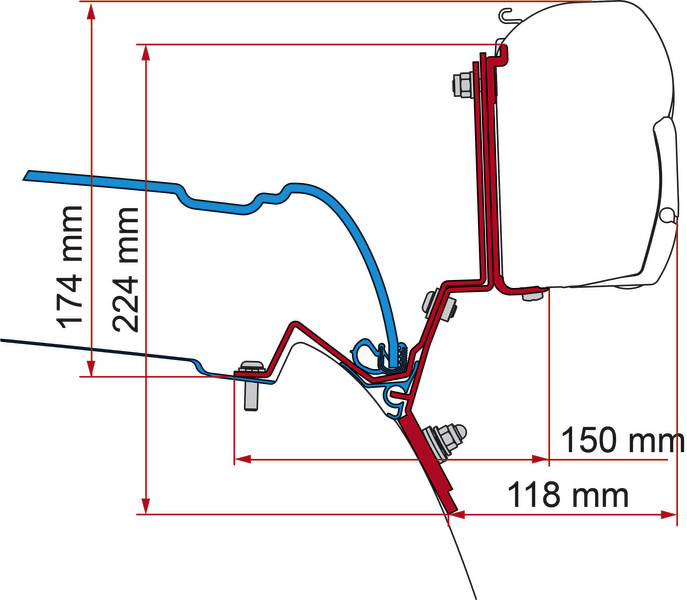 Adaptér na markízu F35 Pro / F43van pre Mercedes Marco Polo s dlhým rázvorom od roku 2014 - pre výsuvnú strechu</p>