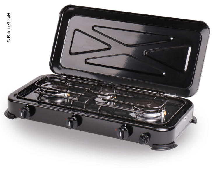 Gas cooker Mary 3fl. black, 30mbar with ignition protection