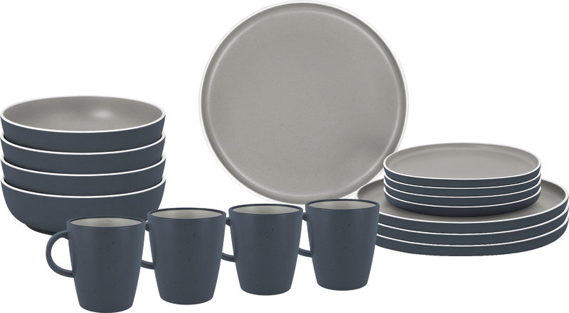 TRILOGY GREY – Sada melamínového riadu pre 4 osoby