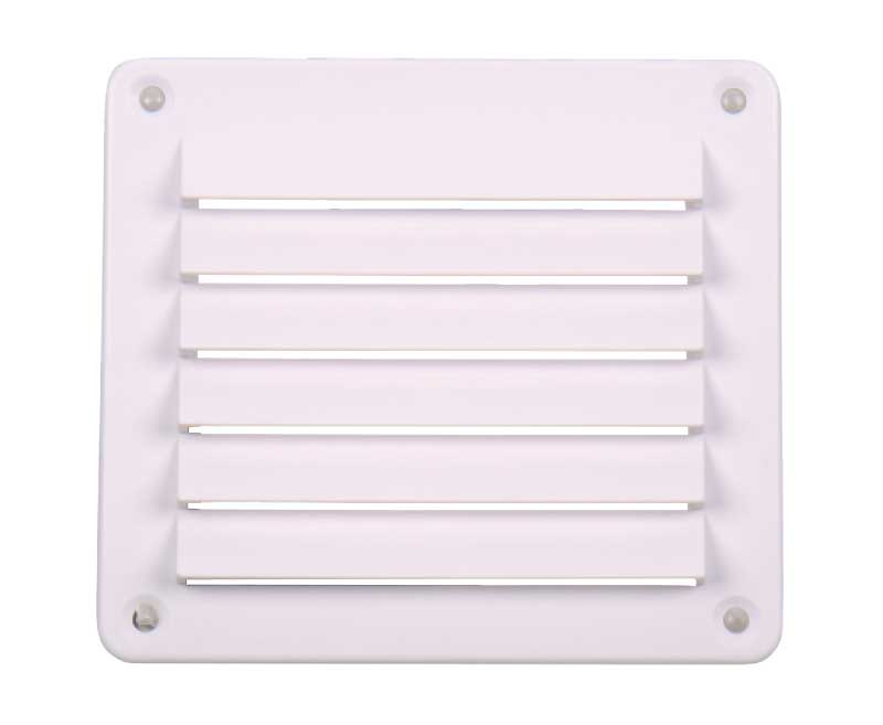 Ventilation grille, white, 142x127mm, angular, incl. screws