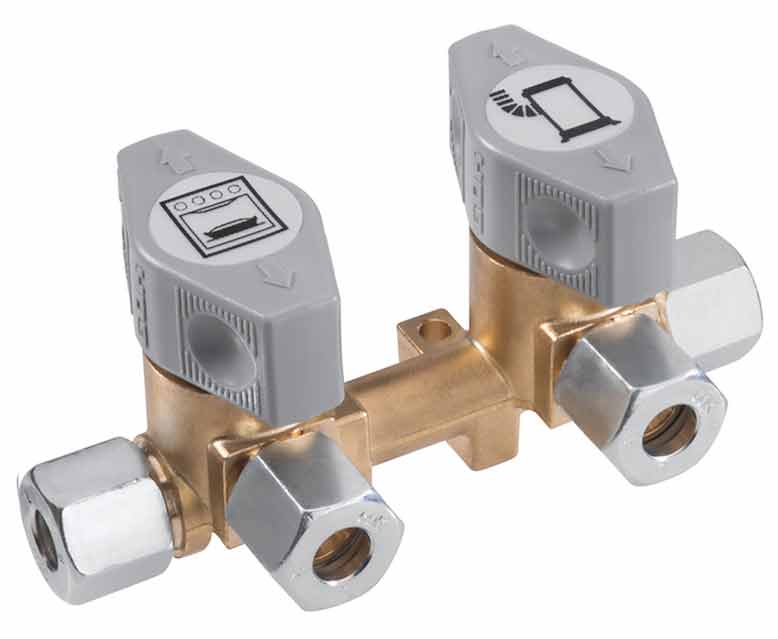 2-fold quick-acting shut-off valve for 10mm inlet
