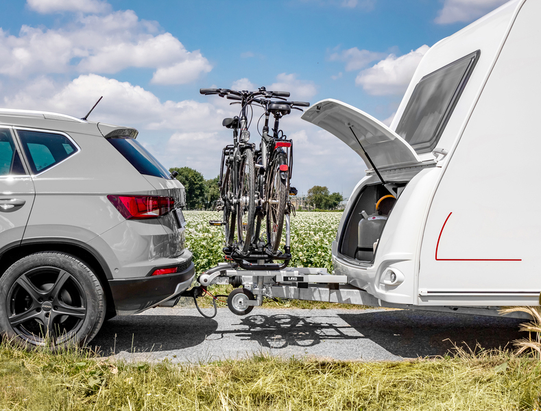 Nosič bicyklov LAS BC260 na ťažné zariadenie karavanu, 2 kolesá