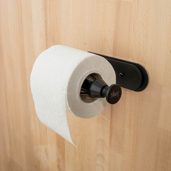Magnetický držiak na toaletný papier SILWY vrátane kovovej podložky – čierny
