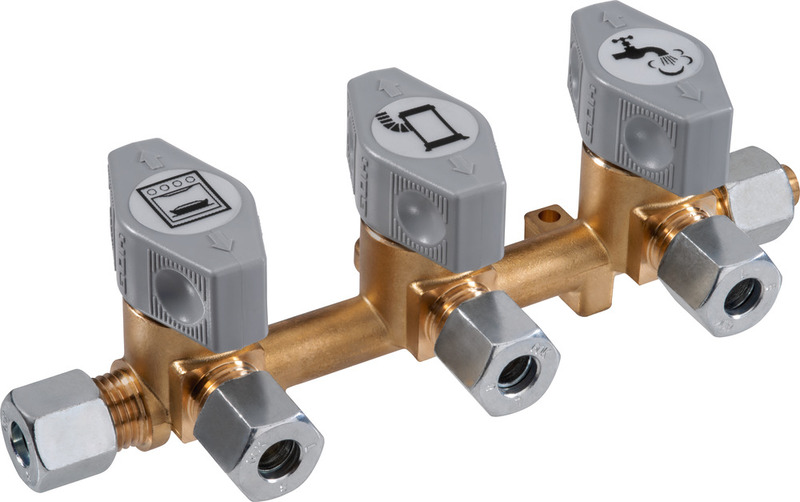3 fold quick acting shut off valve for 8mm gas pipe