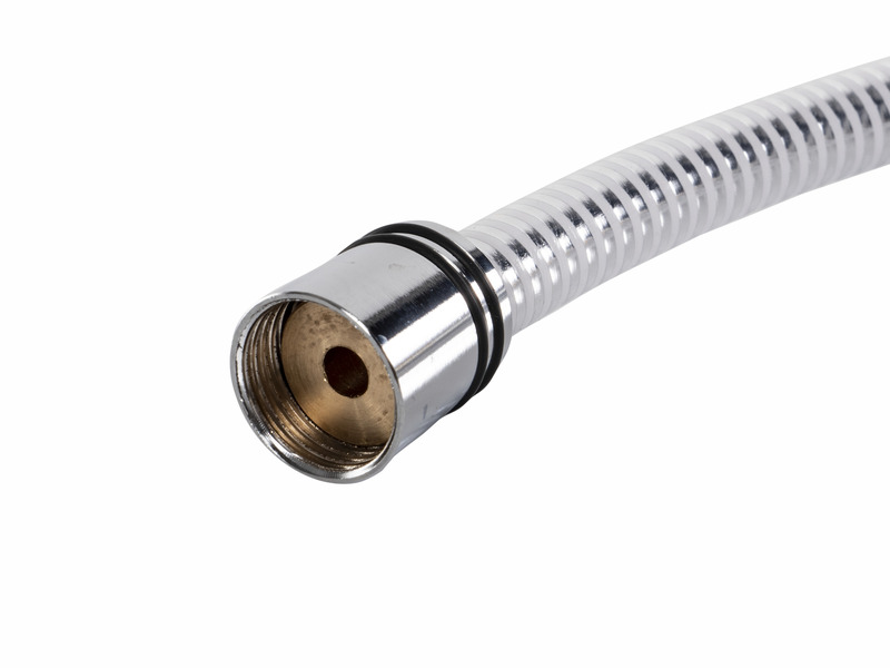 Biela sprchová hadica s kovovým efektom</p>