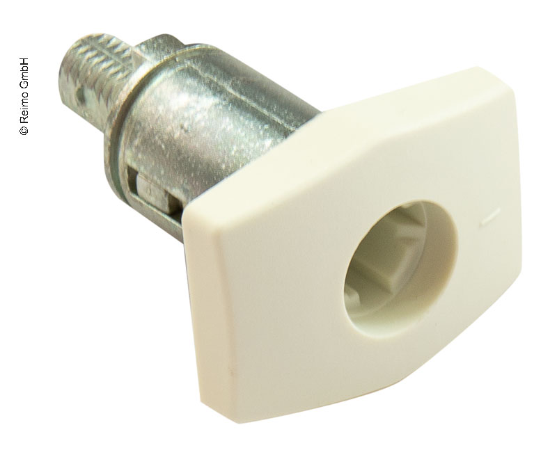 Zámok s chlopňou kufra biely štvorcový bez cylindrickej vložky + kľúč