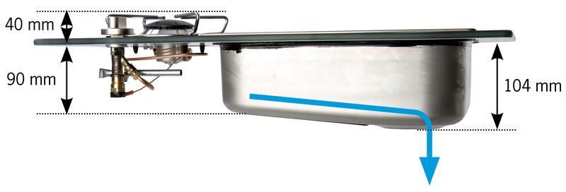 Kombinácia varnej dosky a drezu Vanstream - 1 horák s bezpečnostným sklom</p>