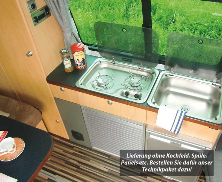 Séria nábytku VW T5/T6 KR TrioStyle, drevený dekor jablko; stavebnicová sada bez roletových dverí